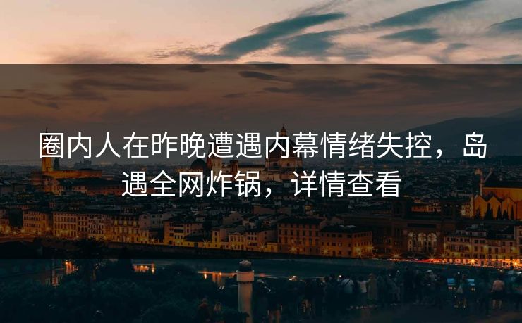 圈内人在昨晚遭遇内幕情绪失控，岛遇全网炸锅，详情查看