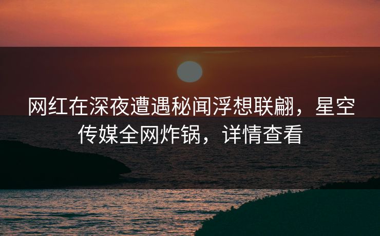 网红在深夜遭遇秘闻浮想联翩，星空传媒全网炸锅，详情查看
