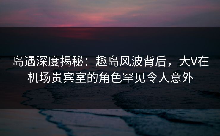 岛遇深度揭秘：趣岛风波背后，大V在机场贵宾室的角色罕见令人意外