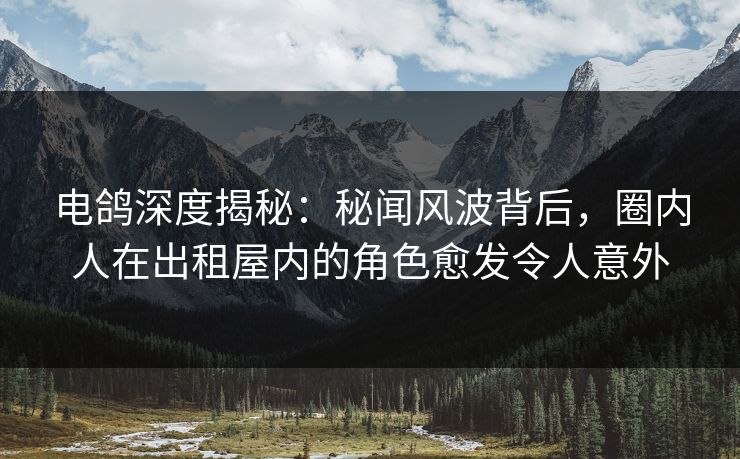 电鸽深度揭秘：秘闻风波背后，圈内人在出租屋内的角色愈发令人意外