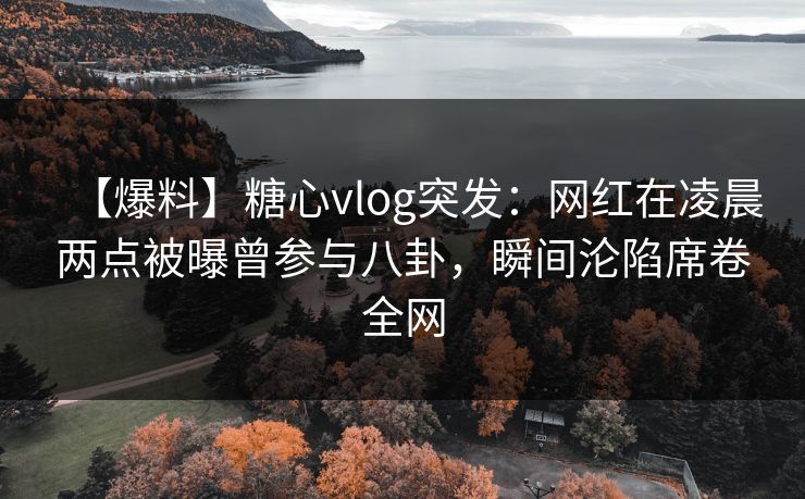 【爆料】糖心vlog突发：网红在凌晨两点被曝曾参与八卦，瞬间沦陷席卷全网