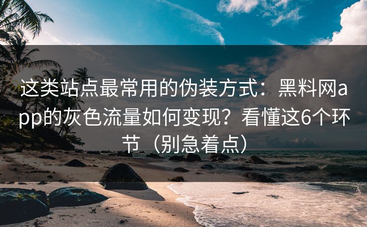 这类站点最常用的伪装方式：黑料网app的灰色流量如何变现？看懂这6个环节（别急着点）